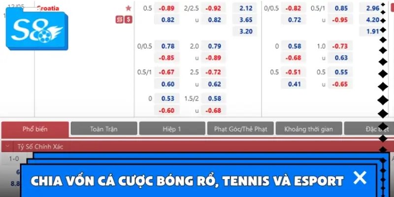 Cách chia vốn khi chơi cá cược bóng rổ, tennis và esport